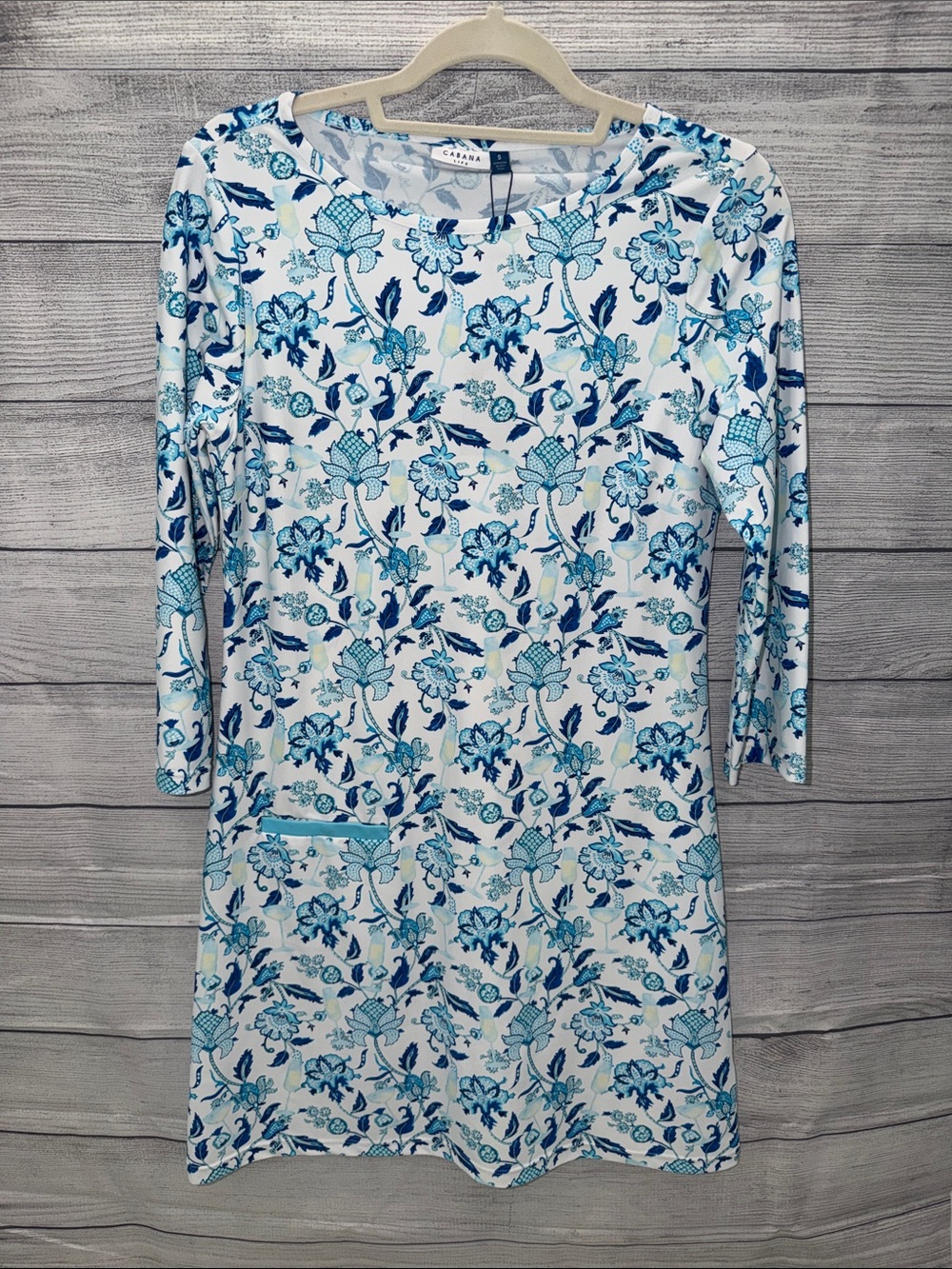 Casual Blue Floral Shift Dress - Blue